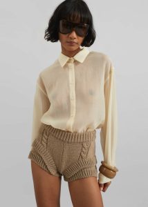 Clio Double Knit Shorts - Beige Women Bottoms The Frankie Shop Beige - Image 2