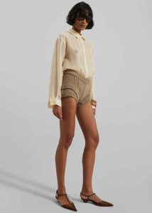 Clio Double Knit Shorts - Beige Women Bottoms The Frankie Shop Beige - Image 4