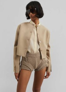 Clio Double Knit Shorts - Beige Women Bottoms The Frankie Shop Beige - Image 5