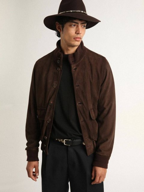 Coats & Jackets Golden Goose Dark Brown Men Golden Collection Flight Jacket In Dark Brown Suede - Image 2