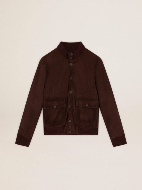 Coats & Jackets Golden Goose Dark Brown Men Golden Collection Flight Jacket In Dark Brown Suede