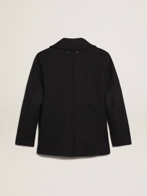 Coats & Jackets Golden Goose Men Men's Double-Breasted Coat In Dark Blue Wool With Gold Buttons Dark Blue - Image 5