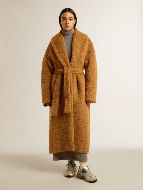 Coats & Jackets Golden Goose Tobacco Women Women's Coat With Shawl Collar In Tobacco - Image 3