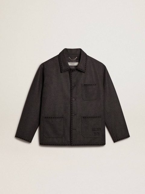 Coats & Jackets Men Gray Melange Woolen Jacket With Button Fastening Dark Gray Melange Golden Goose