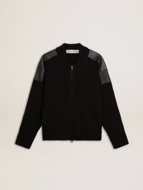 Coats & Jackets Men's Black Merino Wool Jacket With Leather Patches Black Golden Goose Men