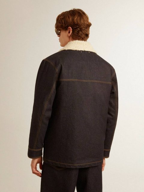 Coats & Jackets Men's Denim Pea Coat Jacket Golden Goose Men One-Wash Denim - Image 5