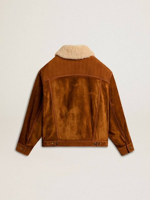 Coats & Jackets Women Tobacco Women's Jacket In Tobacco-Colored Split Leather With A Shearling Collar Golden Goose - Image 2