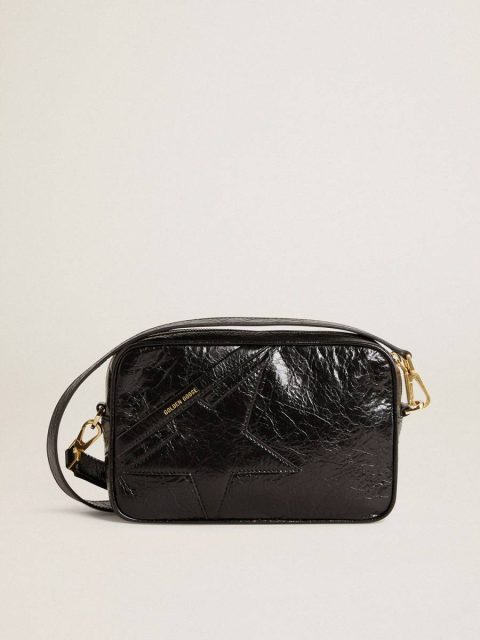 Crossbody Bags Black Golden Goose Women Star Bag In Glossy Black Leather With Tone-On-Tone Star