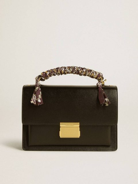 Crossbody Bags Black Venezia Bag In Black Boarded Leather With Multicolored Scarf Golden Goose Women