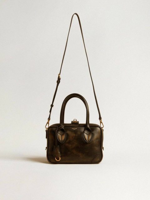 Crossbody Bags Golden Goose Black Vita Bag In Black Distressed Leather With Gold Details Women - Image 2