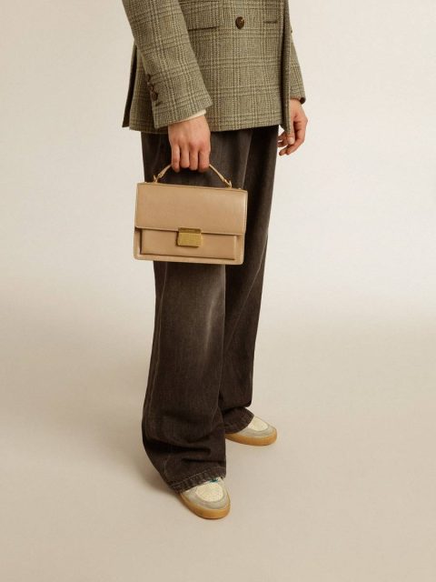 Crossbody Bags Golden Goose Women Venezia Bag In Beige Boarded Leather With Gold Details Beige - Image 3