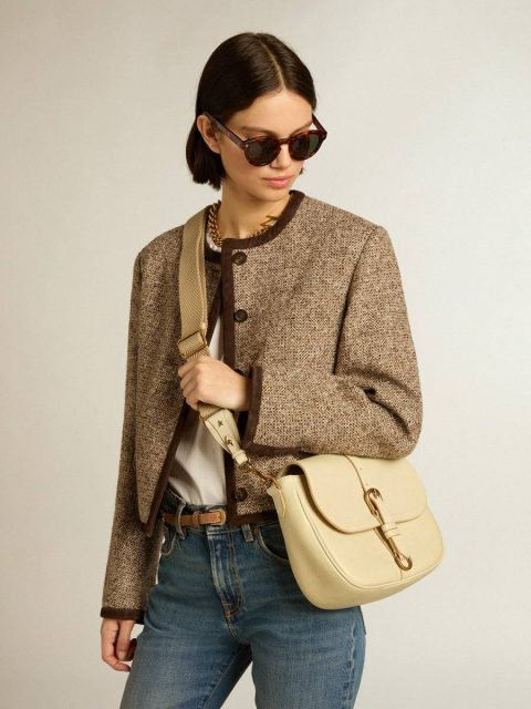 Crossbody Bags Women Medium Sally Bag In Porcelain Leather With Buckle And Contrasting Shoulder Strap Porcelain Golden Goose - Image 3