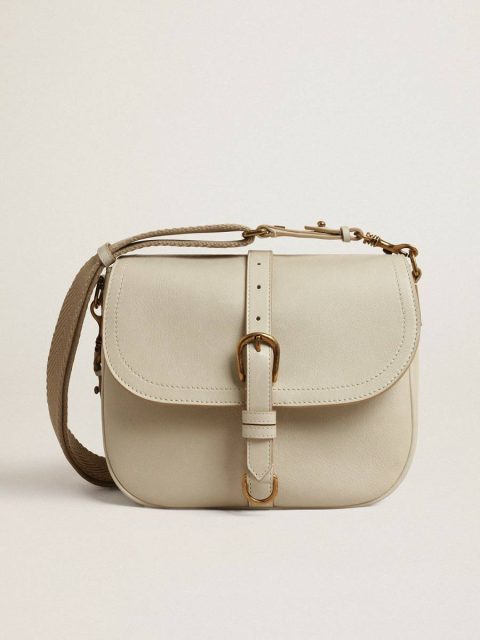 Crossbody Bags Women Medium Sally Bag In Porcelain Leather With Buckle And Contrasting Shoulder Strap Porcelain Golden Goose