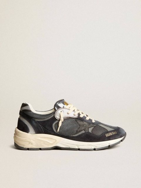 Dad-Star Golden Goose Men Men's Dad-Star In Dark Blue Mesh And Suede With Black Star