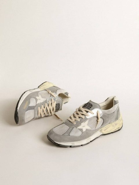 Dad-Star Golden Goose Men Men’s Dad-Star In Suede And Mesh With White Leather Star And Heel Tab - Image 2