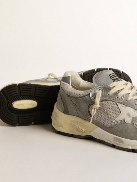 Dad-Star Golden Goose Men Men’s Dad-Star In Suede And Mesh With White Leather Star And Heel Tab - Image 3