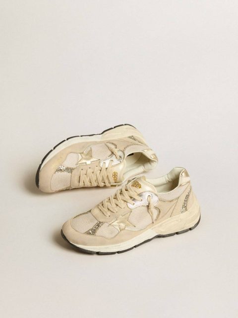 Dad-Star In Pearl Mesh And Suede With Platinum Leather Star And Heel Tab Golden Goose Women Dad-Star - Image 2