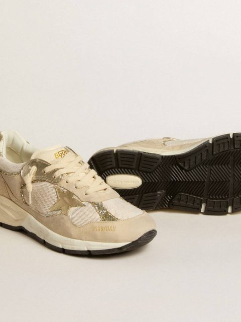 Dad-Star In Pearl Mesh And Suede With Platinum Leather Star And Heel Tab Golden Goose Women Dad-Star - Image 3