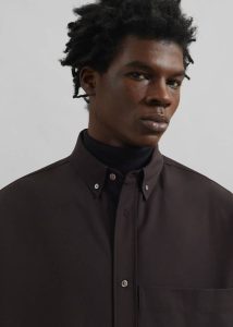 Dalton Wool Blend Shirt - Brown Tops The Frankie Shop Brown Men - Image 3