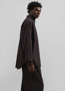 Dalton Wool Blend Shirt - Brown Tops The Frankie Shop Brown Men - Image 4