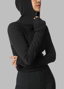 Danae Hooded Knit Top - Black Knitwear Women The Frankie Shop Black