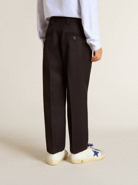 Dark Blue Boys' Dark Blue Wool Pants Bottomwear Selection (4-12 Years) Golden Goose Kids - Image 4