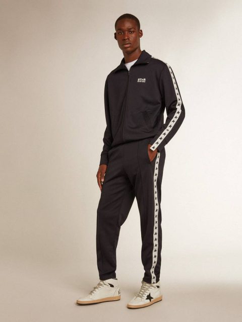 Dark Blue Men Golden Goose Jeans & Pants Dark Blue Joggers With Contrasting Strip And Stars - Image 3