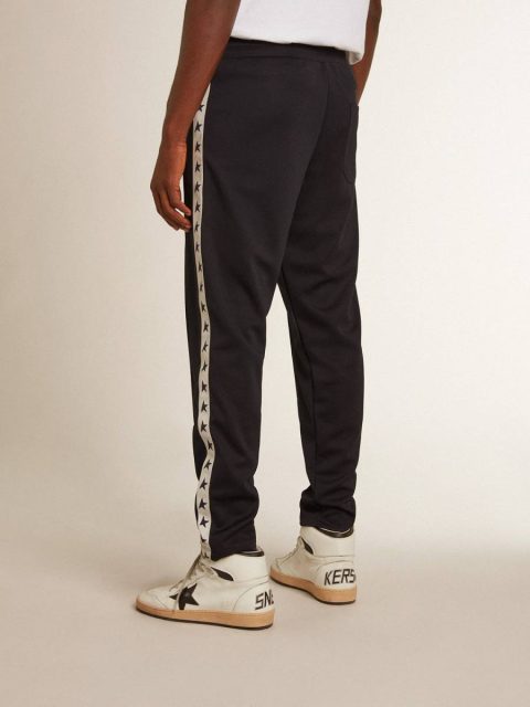 Dark Blue Men Golden Goose Jeans & Pants Dark Blue Joggers With Contrasting Strip And Stars - Image 4