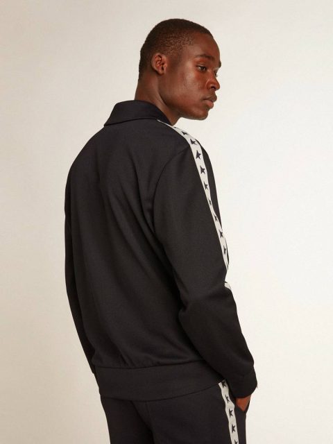 Dark Blue Sweatshirts Golden Goose Men Dark Blue Sweatshirt With White Strip And Contrasting Blue Stars - Image 4