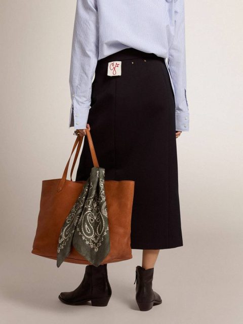 Dark Blue Women Women's Pencil Skirt In Dark Blue Wool With Gold Heraldic Buttons Golden Goose Skirts & Shorts - Image 4