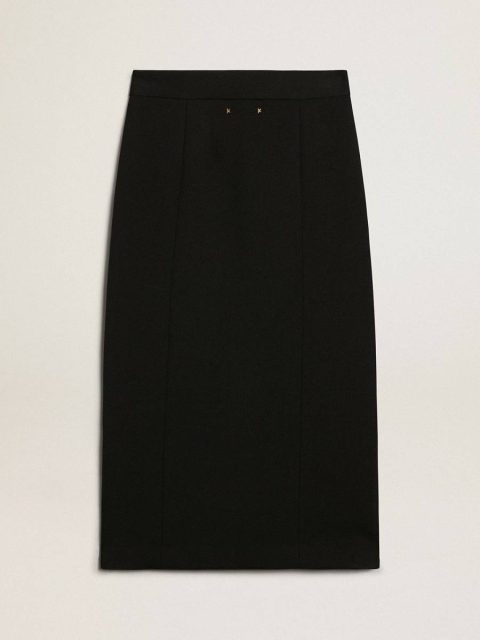 Dark Blue Women Women's Pencil Skirt In Dark Blue Wool With Gold Heraldic Buttons Golden Goose Skirts & Shorts - Image 5