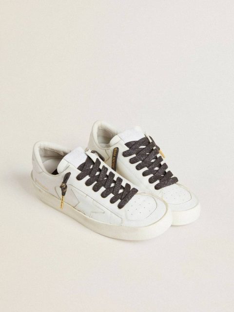 Dark Gray Lurex Laces With Contrasting Gold Logo Dark Gray Golden Goose Women Laces - Image 3