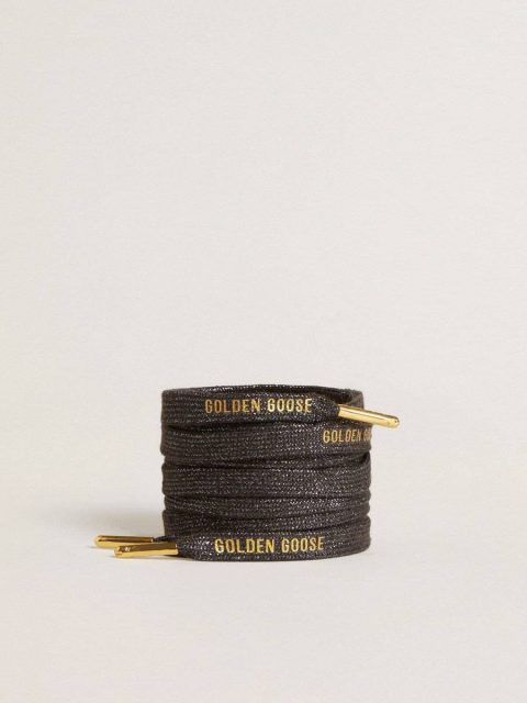 Dark Gray Lurex Laces With Contrasting Gold Logo Dark Gray Golden Goose Women Laces