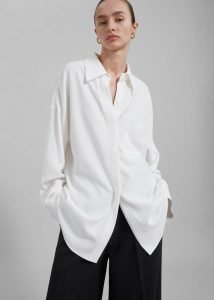 Della Midweight Button Up Shirt - White The Frankie Shop White Women Tops