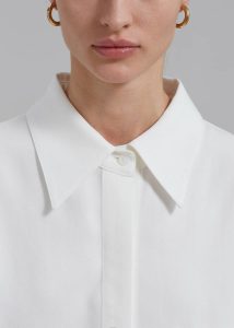 Della Midweight Button Up Shirt - White The Frankie Shop White Women Tops - Image 4