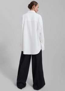 Della Midweight Button Up Shirt - White The Frankie Shop White Women Tops - Image 5
