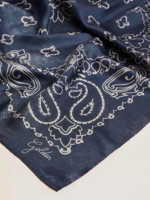 Denim Blue Women Silks & Scarves Golden Goose Denim-Blue Golden Collection Scarf With Paisley Pattern - Image 2