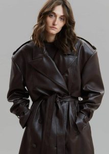 Diana Faux Leather Trench Coat - Java Outerwear The Frankie Shop Brown Women - Image 2