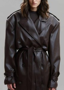 Diana Faux Leather Trench Coat - Java Outerwear The Frankie Shop Brown Women - Image 4