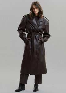 Diana Faux Leather Trench Coat - Java Outerwear The Frankie Shop Brown Women - Image 5