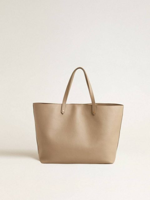 Dove Gray Women Shoulder Bags Golden Goose Dove-Gray Pasadena Bag In Smooth Leather With Gold Logo - Image 4