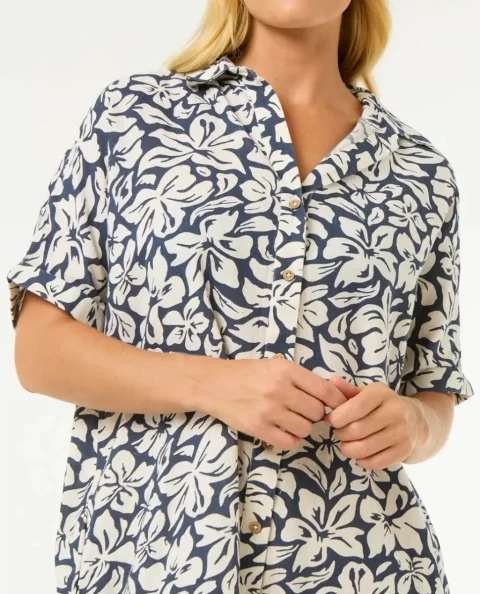 Dresses & Rompers Women Rip Curl Las Dalias Short Sleeve Shirt Dress - Image 5