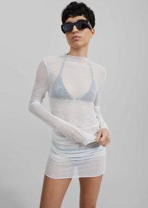 Dresses Rose Sheer Ruched Mini Dress - White White Women The Frankie Shop - Image 3