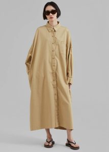 Dresses The Frankie Shop Beige Women Kason Oversized Shirt Dress - Sahara - Image 2