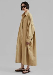 Dresses The Frankie Shop Beige Women Kason Oversized Shirt Dress - Sahara