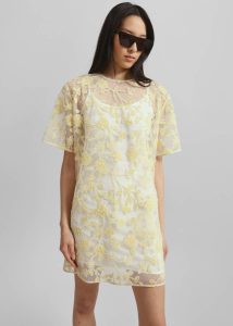 Dresses The Frankie Shop Rotate Flower Beads Boxy Dress - Egret Comb Yellow Women