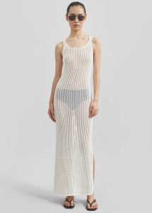 Dresses The Frankie Shop Women White Adrienna Crochet Maxi Dress - White - Image 3