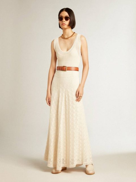Ecru Women Golden Goose Ecru-Colored Tank Dress Dresses & Jumpsuits - Image 3