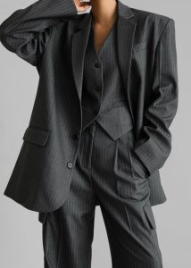 Elise Cargo Trousers - Grey/White Pinstripe The Frankie Shop Grey Women Bottoms - Image 3