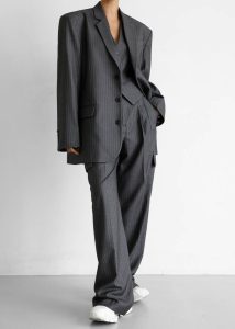 Elise Cargo Trousers - Grey/White Pinstripe The Frankie Shop Grey Women Bottoms - Image 4